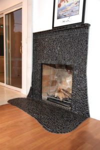 Custom rock fireplace